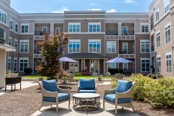 Senior Living CCRC Photography for Marketing and Sales by Keynote Creative in Georgia with blue skies